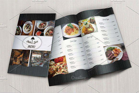 创意优雅典雅餐厅菜单名片设计模板1