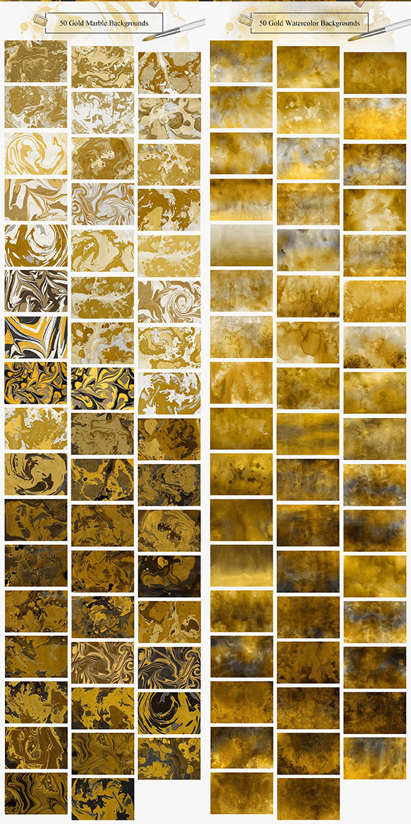 黄金水彩大理石背景纹理图案素材下载2