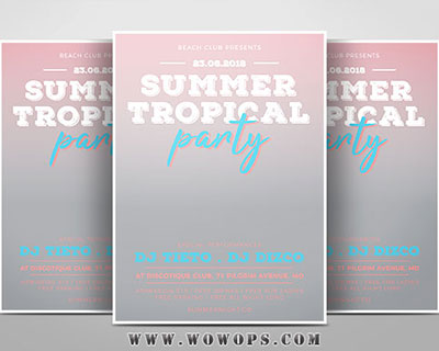 简约夏季热带派对传单海报设计模板下载