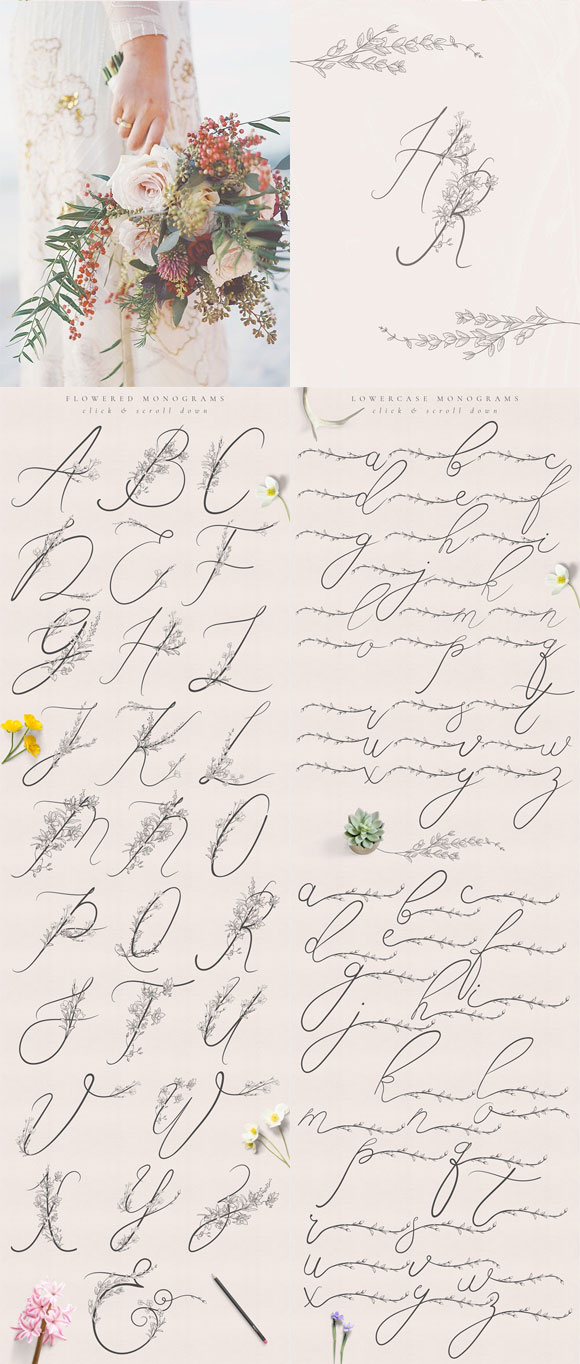 唯美花纹字母婚礼标志LOGO设计素材下载2