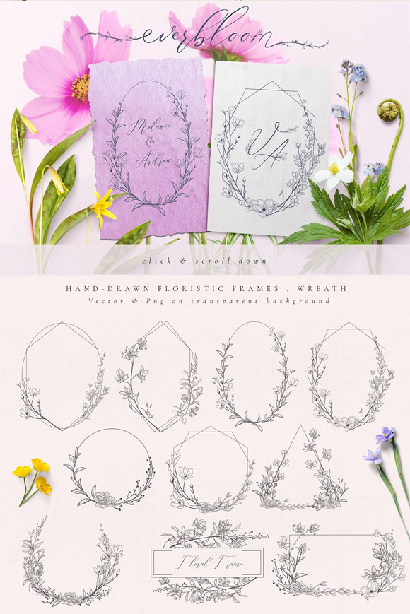唯美花纹字母婚礼标志LOGO设计素材下载3
