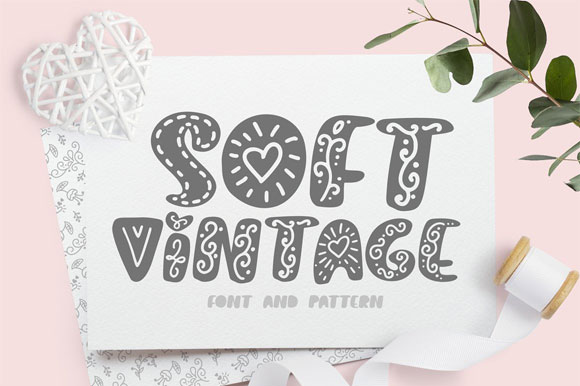 SoftVintage英文字体+碎花背景图案下载1