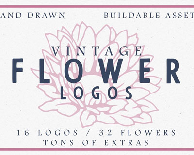 手绘花卉植物几何图案标志logo设计