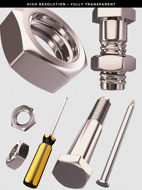 真实工具箱螺丝螺母锯刀设计素材下载3