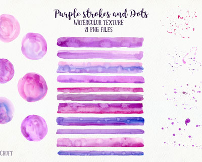 水彩紫色笔刷笔触图案素材下载