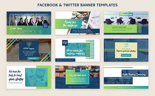 商业社交媒体banner网页设计PSD海报模板3