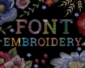 EmbroideryFont布艺英文花型字体下载
