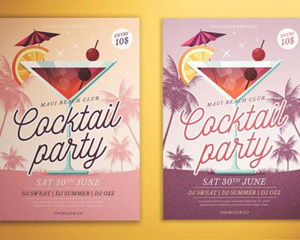 夏日沙滩度假狂欢聚会party宣传海报