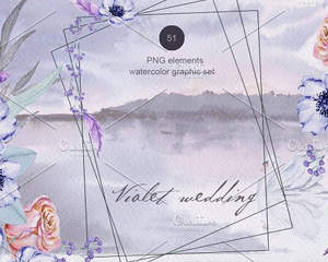 淡雅紫色唯美手绘水彩天鹅小鸟PNG透明图片