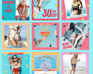 时尚撞色夏季促销广告横幅banner设计素材
