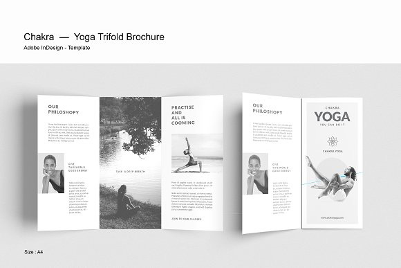 清新简约瑜珈三折页宣传单模板1