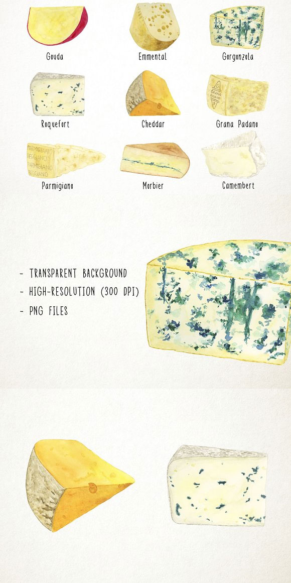 各种手绘奶酪PNG图片素材下载2