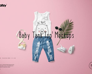 儿童婴儿宝宝服装T恤PS样机模板