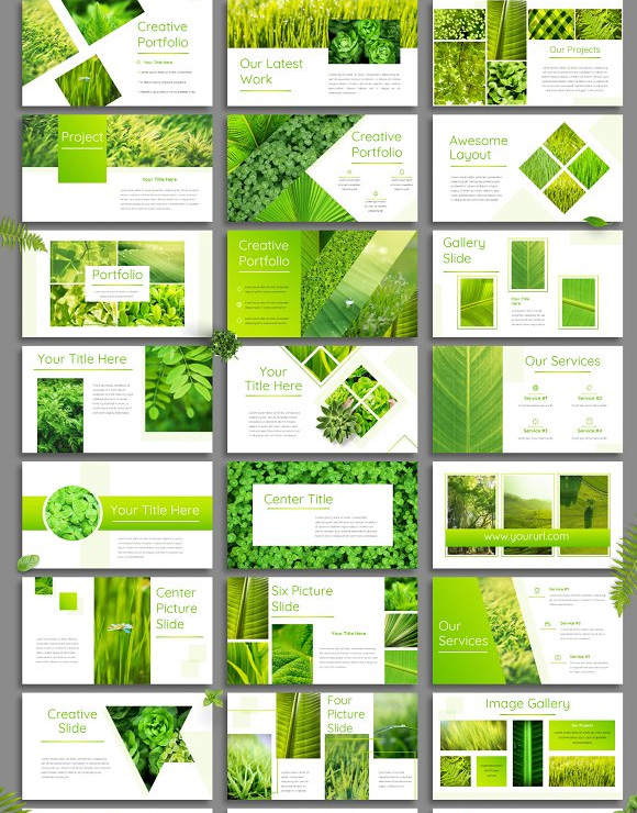 绿色清新简约环保绿化背景PPT模板下载13