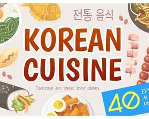 韩国手绘食品美食手杖素材下载