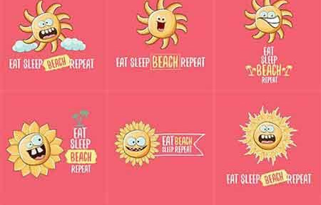 可爱卡通手绘太阳夏日海报设计元素6