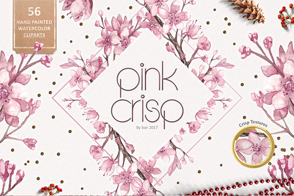 粉色手绘樱花花边花环边框PNG免扣设计元素