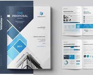 蓝色企业宣传画册indesign模板