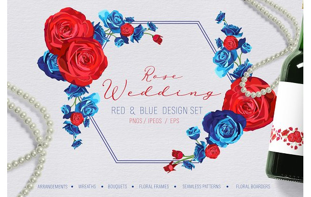 Rose Wedding Red and Blue Design Set 28977851