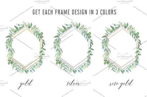 Watercolor Geometric Foliage Frames 29067742