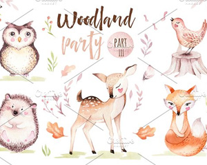 Woodland party III 2887891手绘动物素材图片