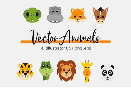 Vector Animals 1252341手绘卡通动物头像1