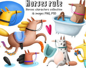 Collection of Cartoon Horses 2744176手绘卡通马图片素材