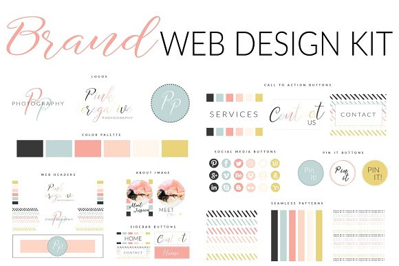 Web Branding Kit - Pink Perogative整套婚礼套件设计1
