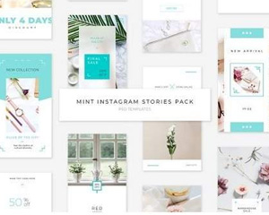 清新简约海报文字排版Mint Instagram Stories Pack