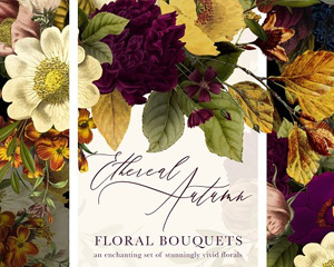 欧美复古高清花朵PNG素材Ethereal Autumn Floral Bouquets 