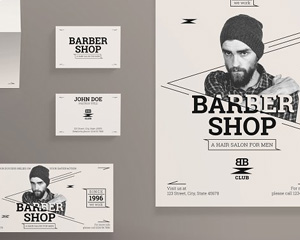 时尚简约人物海报模板Print Pack Barber Shop