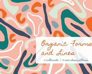 橙色抽象包装背景图Organic Forms Patterns + ArtBoards