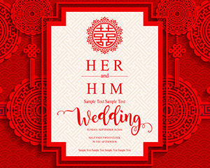 红色中式婚礼立体剪纸海报背景