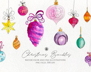 圣诞节彩色手绘铃铛PNG免抠素材