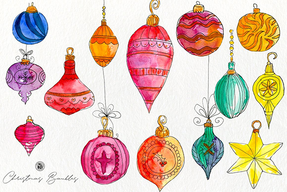 圣诞节彩色手绘铃铛png免抠素材