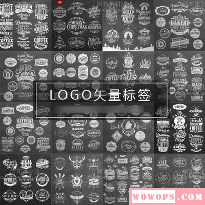 欧式手绘餐饮美食时尚花纹LOGO标签徽章图标标志 EPS矢量设计素材1