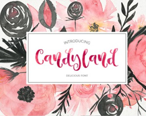 Candyland唯美水彩小清新花式连笔杂志海报英文字体 PS设计素材