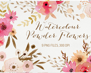 可爱粉色手绘水彩花卉花环贺卡请帖卡片背景图案 PNG免抠设计素材