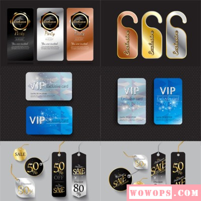时尚高端质感金色会所卖场VIP卡片吊牌促销背景模板 EPS矢量素材1
