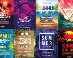 欧美夏季海滩促销传单宣传海报party杂志模板 PSD分层设计素材