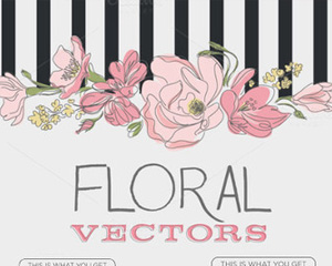 森系手绘线描花朵插画花束海报婚礼邀请函卡片 AI矢量设计素材