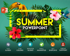 powerpoint夏日海滩旅行商业旅游计划WPS演示幻灯片PPT模板素材