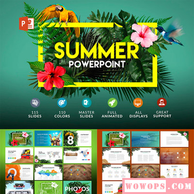 powerpoint夏日海滩旅行商业旅游计划WPS演示幻灯片PPT模板素材1