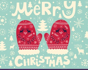 森系圣诞手套商场打折促销包装封面海报卡通插图EPS矢量设计素材
