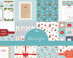 可爱圣诞节礼品装饰包装封面卡片贺卡平面设计图案EPS矢量素材