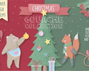 卡通窗户汽车狐狸熊企鹅礼物盒兔子圣诞节剪贴画PNG免抠设计素材