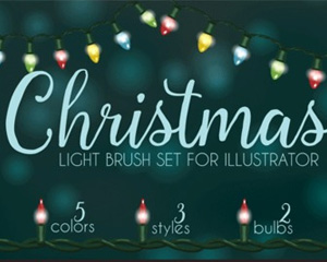 圣诞节彩灯灯串串灯LED灯装饰AI笔刷画笔矢量海报装饰设计素材