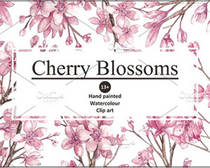 唯美粉色手绘水彩樱花花苞海报包装设计临摹插画图案PNG免抠素材