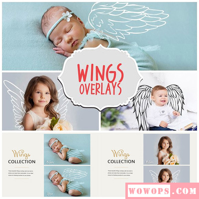 PNG免扣手绘小天使翅膀儿童照片摄影后期增效装饰图片设计ps素材1