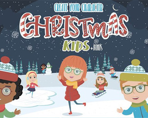 冬季卡通圣诞节儿童角色雪人男孩女孩滑雪橇插画PNG免扣设计素材